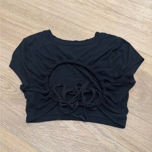 Aerie - Offline Black Ribbed Ruched Women's Tie Top